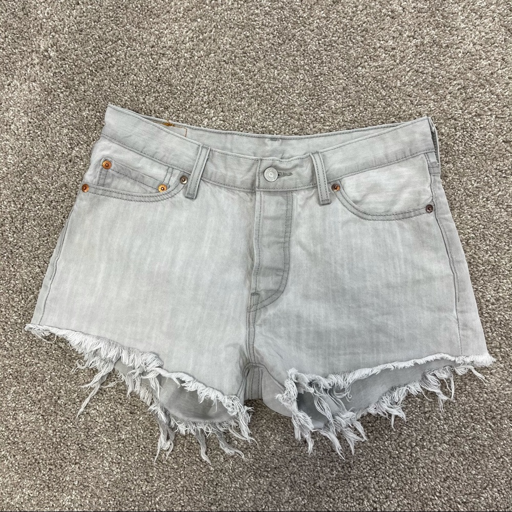 Levi's 501 Whiteish-Gray Cutoff Denim Shorts
